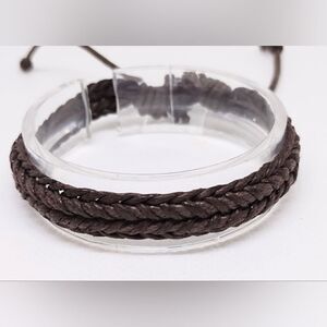 Men's bracelet leather braided brown new e41